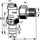Verschraubung in Eckform mit Pressanschluss und verschiedenen Anschlussmaßen. Das Produkt ist von IMI Hydronic Engineering und zeigt eine schematische Darstellung.